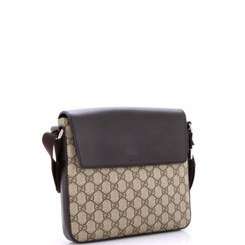 Gucci Flap Messenger Bag Gg Coated Canvas With Leather Medium