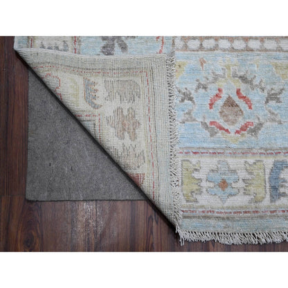 8'10"X12' Iceberg Blue Hand Knotted Afghan Angora Oushak Oriental Rug