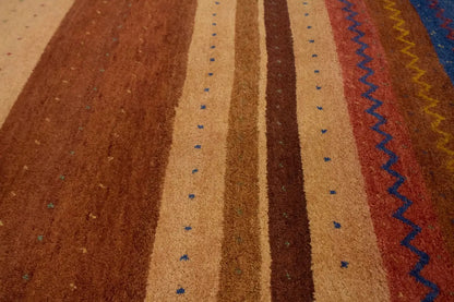 Handmade Gabbeh Rug Modern Tribal Stripes Design Wool Oriental Carpet 7X10 ft