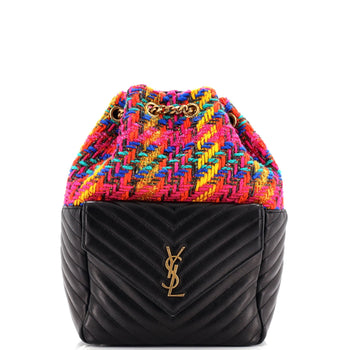 Saint Laurent Joe Backpack Matelasse Chevron Leather With Tweed