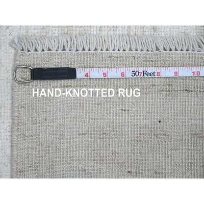 3'3"X5' White Pure Wool Angora Oushak All Over Pattern Hand Knotted Rug