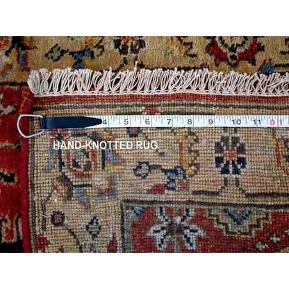 2'7"X12' Red Karjihooz Design Pure Wool Hand Knotted Runner Rug