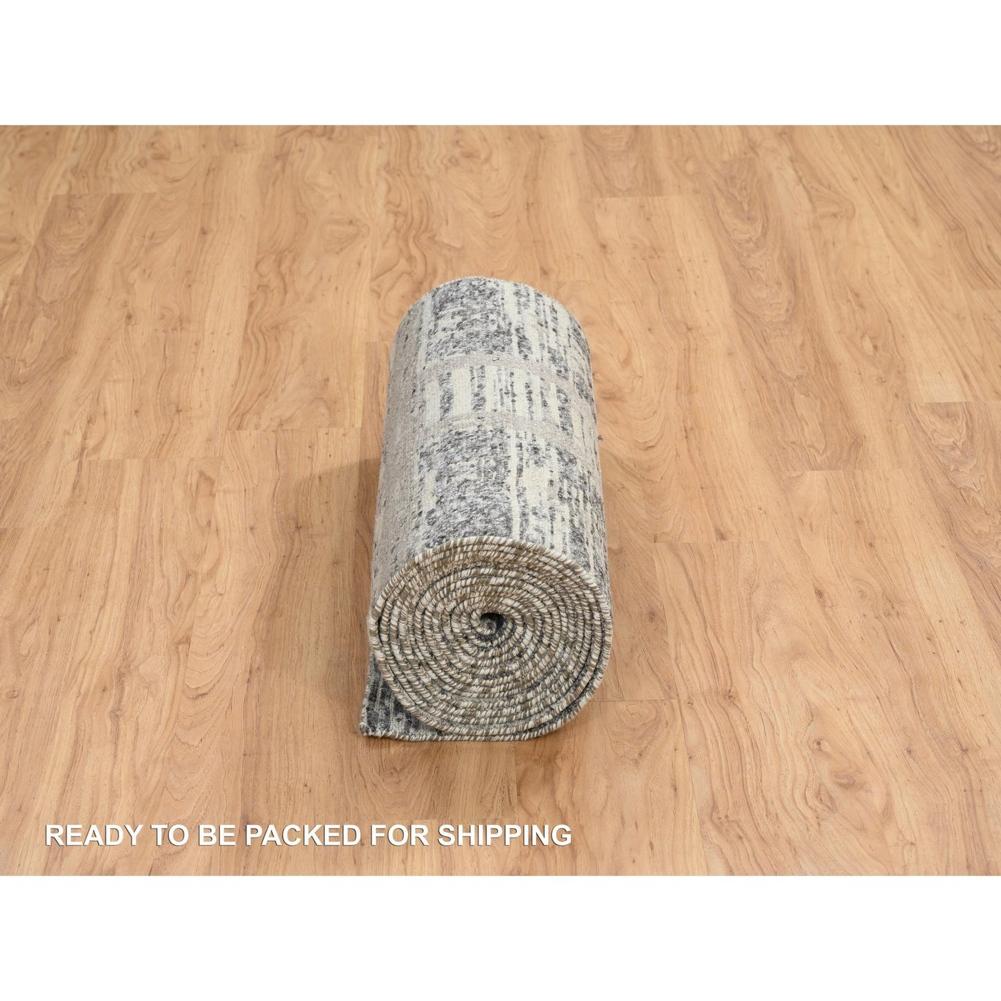 2'6"X20' Gray Modern Design Wool Hand Knotted Xl Runner Rug