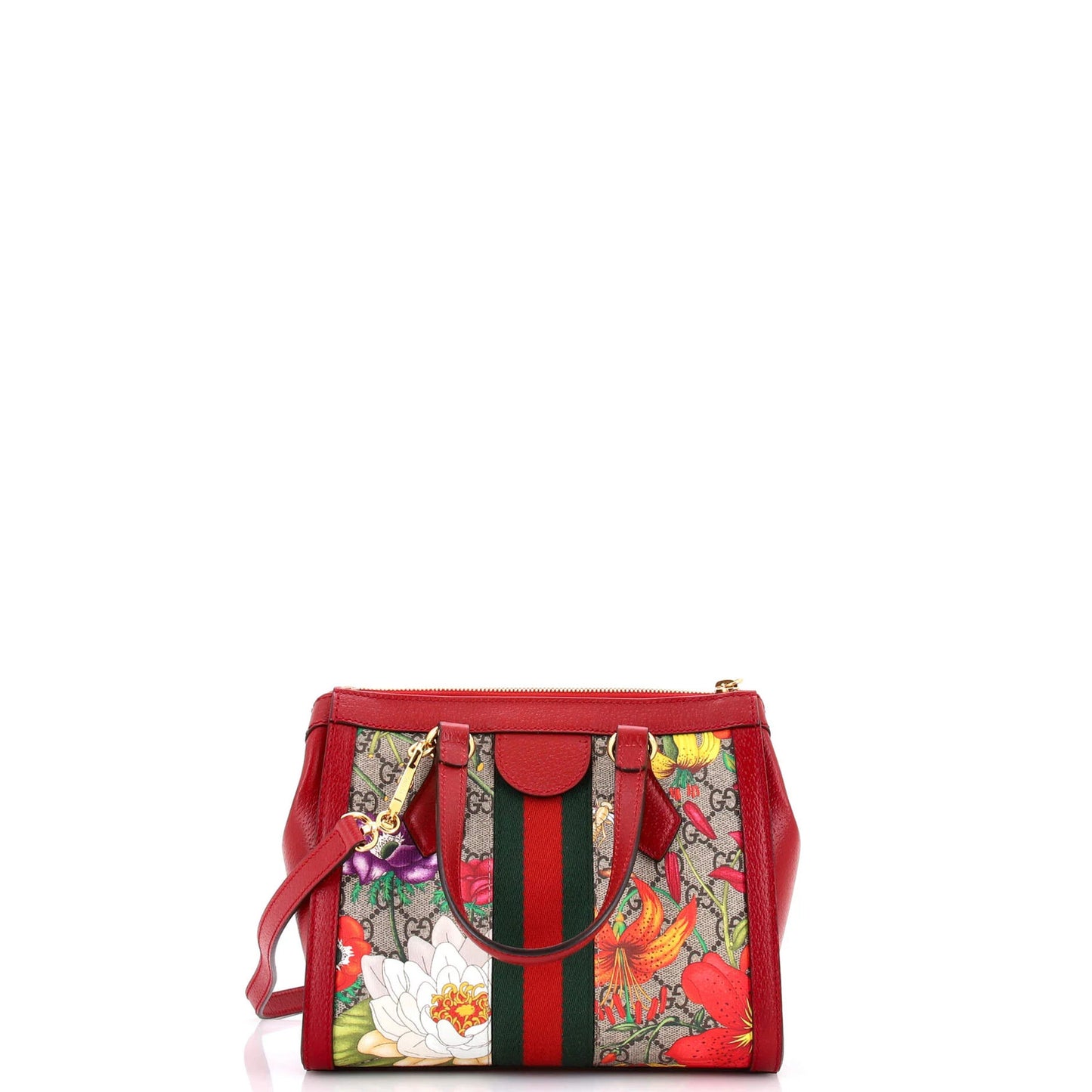 Gucci Ophidia Top Handle Tote Flora Gg Coated Canvas Small