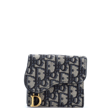 Christian Dior Saddle Flap Wallet Oblique Canvas Mini