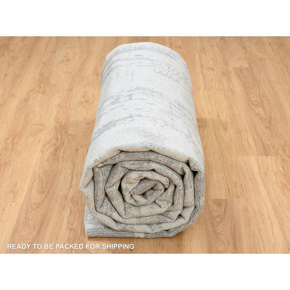 12'X15' Black Modern Design Wool And Silk Hand Loomed Oversized Rug