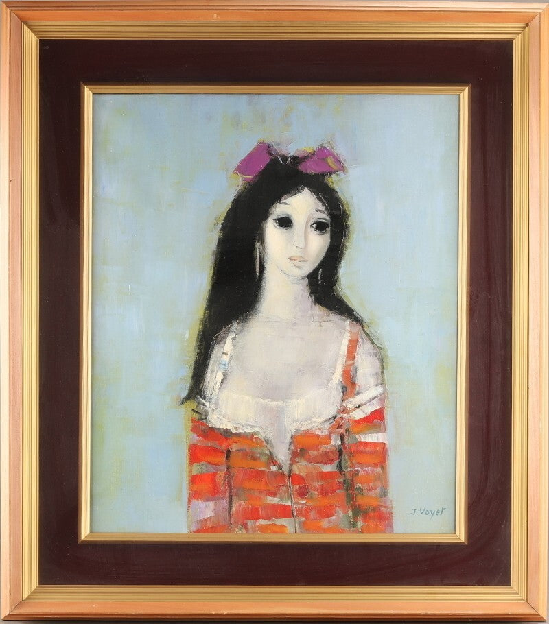 Jacques Voyet (French) Signed Original Painting Oil On Canvas Framed - Girl