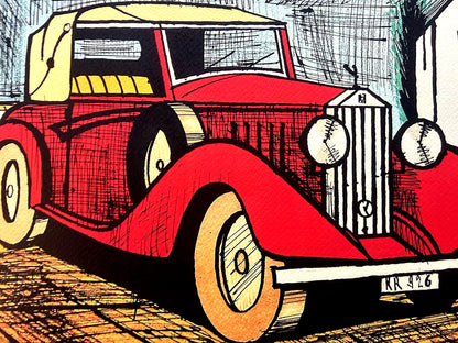 Bernard Buffet 'Rolls Royce' Certified Lithograph Coa Signed Op Numbered