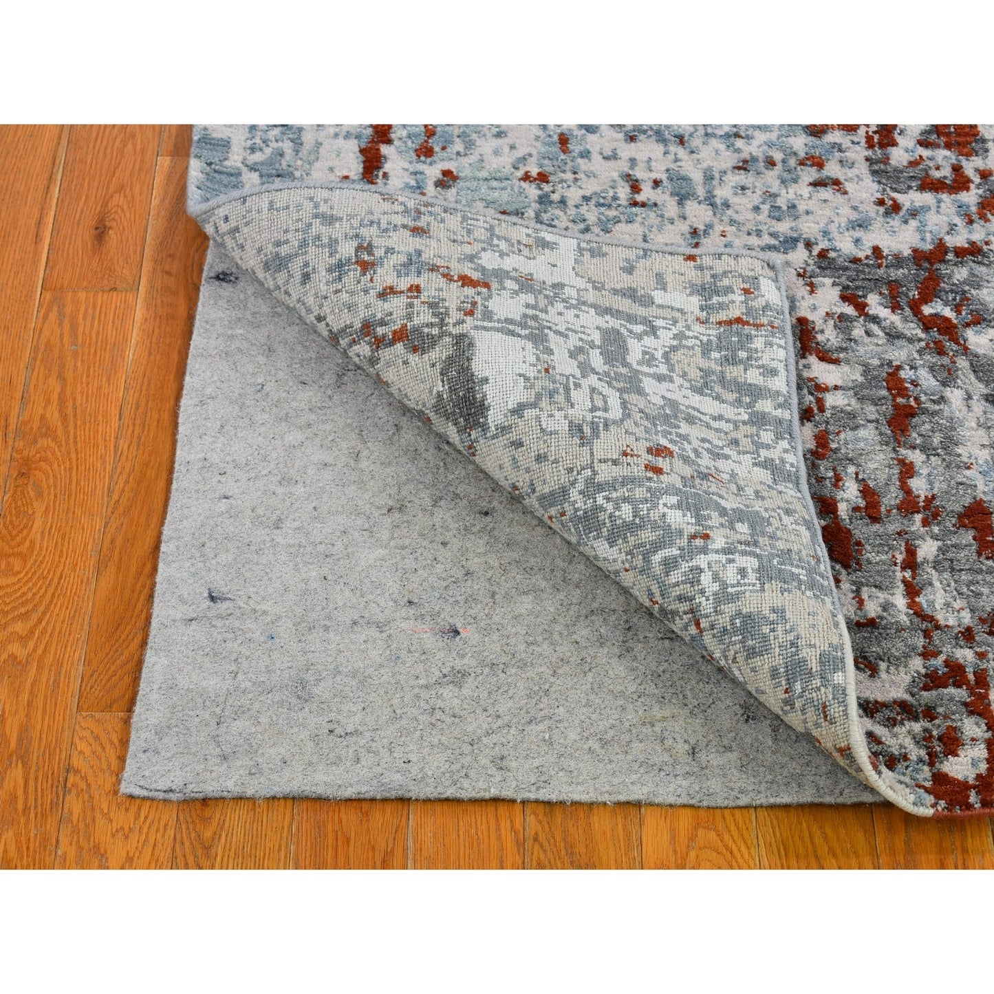 2'6"X10'2" Abstract Design Wool&Silk Denser Weave Hand Knotted Runner Rug