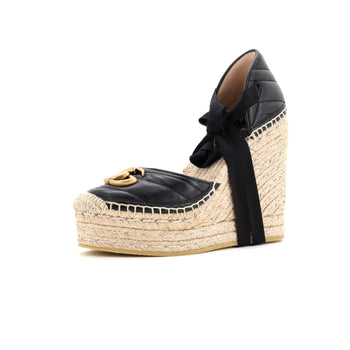 Gucci Women'S Gg Marmont Wedge Espadrilles Matelasse Leather