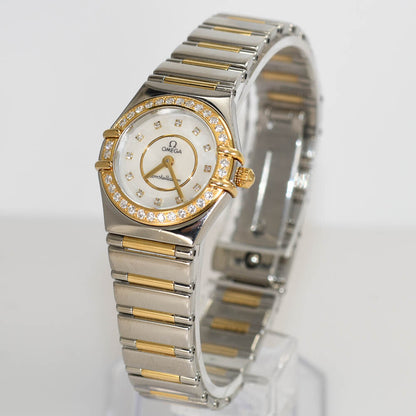 18K & Stainless Steel Omega Watch Diamond Dial &