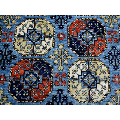 9'8"X12'4" Hand Knotted Blue Afghan Ersari Afghan Wool Oriental Rug