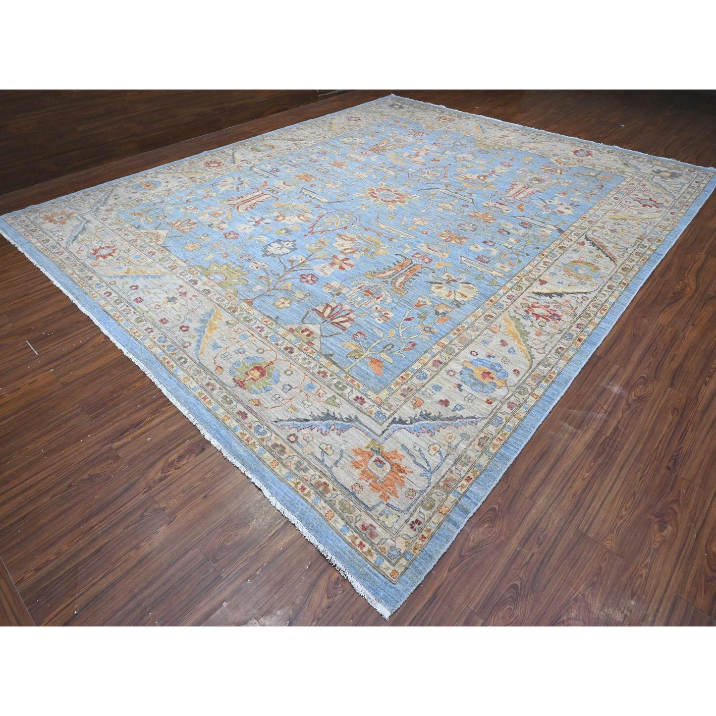 12'1"X14'6" Blue Fine Aryana Peshawar Heris Design Xl Oriental Rug
