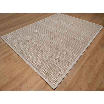 9'X12' Brown Modern Plain Decor Box Design Soft Wool Loomed Knotted Rug
