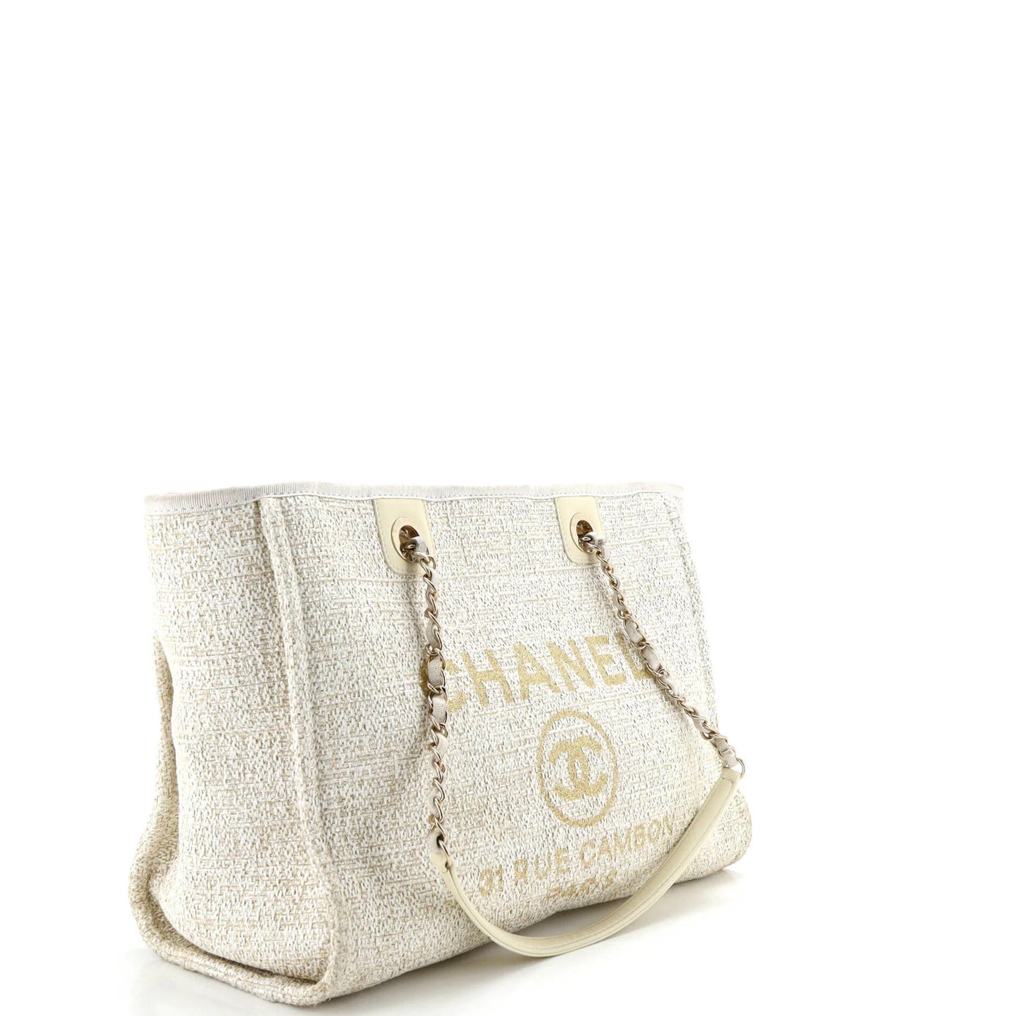 Chanel Deauville Tote Raffia With Glitter Detail Small