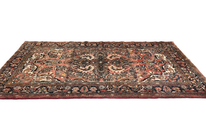 Handmade Semi Antique Tribal Rug Muted Red Floral