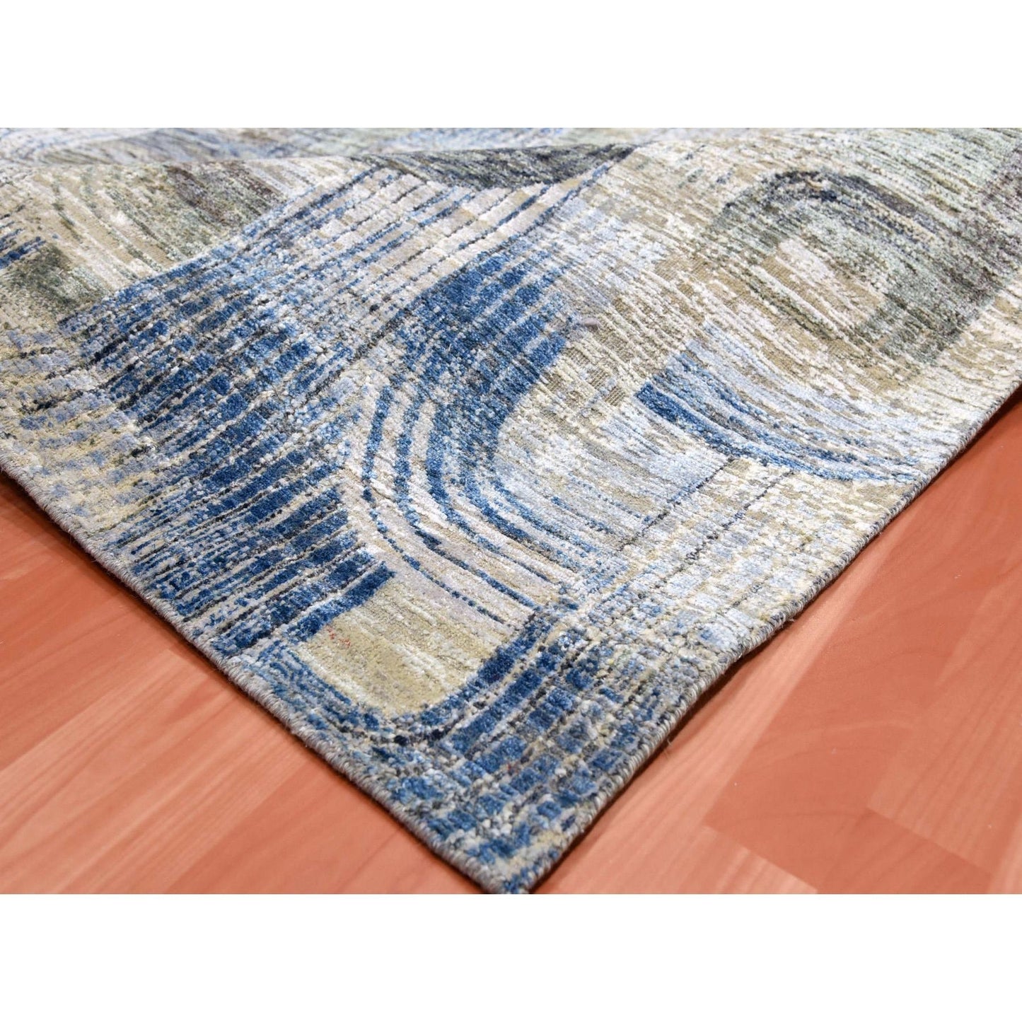 6'X9' The Intertwined Passage Hand Knotted Silk With Textured Wool Rug