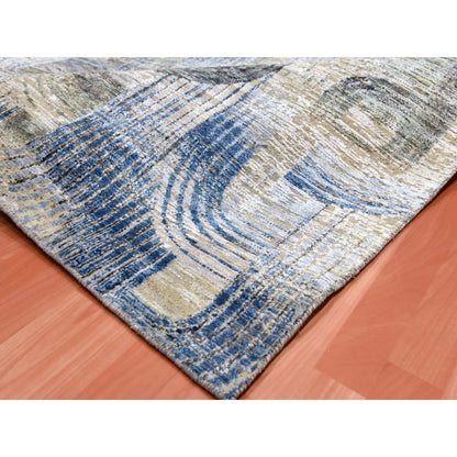 6'X9' The Intertwined Passage Hand Knotted Silk With Textured Wool Rug
