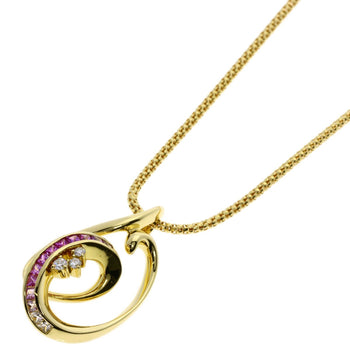 Jeunet Pink Sapphire Diamond Necklace K18 Yellow
