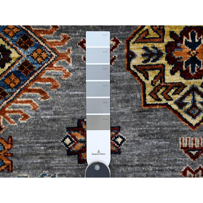 10'X10' Gray Hand Knotted Super Kazak Wool Medallions Oriental Square Rug