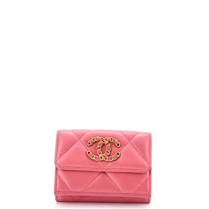 Chanel 19 Trifold Flap Wallet Quilted Lambskin Small
