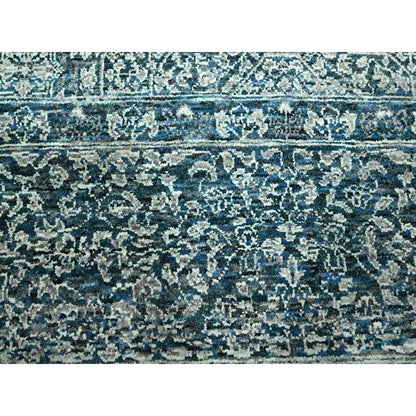 8'X10'1" Turkish Blue Pre Historic Mamluk Design Hand Knotted Wool Rug