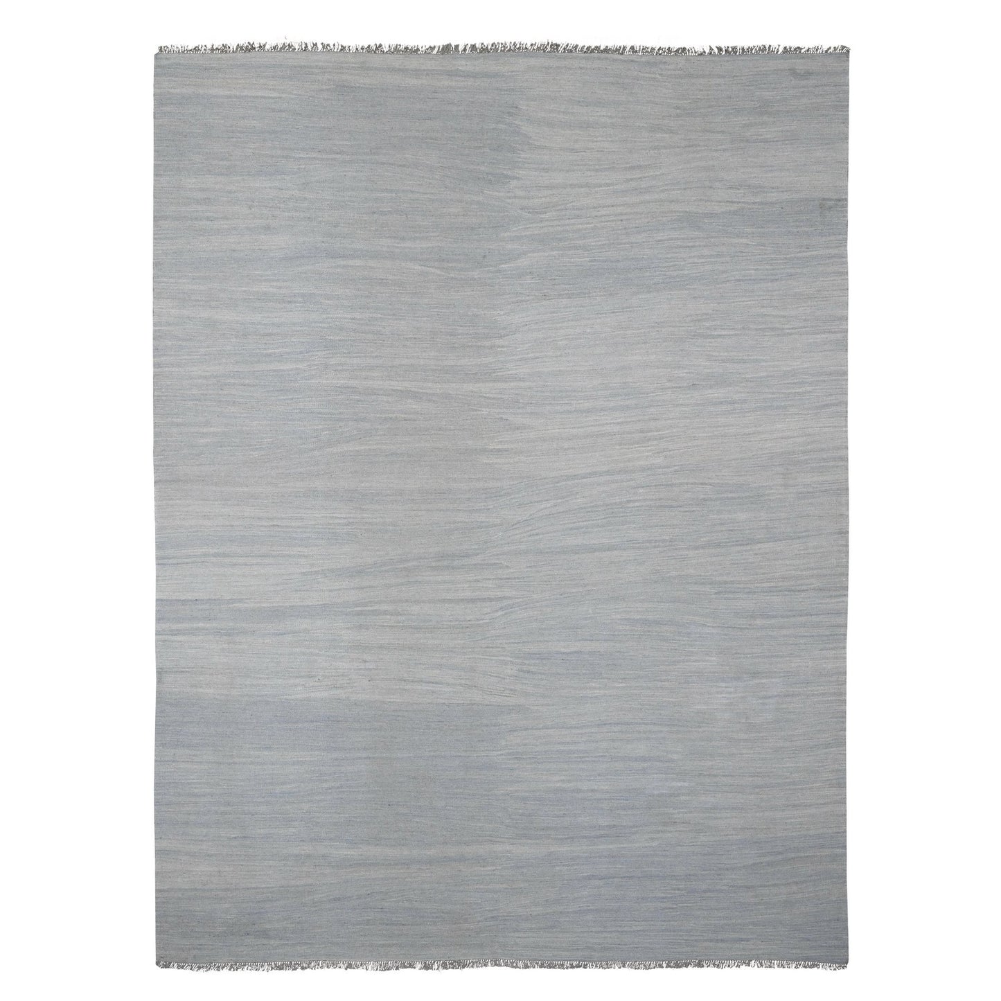 9'1"X12' Beau Blue Flat Weave Solid Design Hand Woven Hand Spun Wool Rug