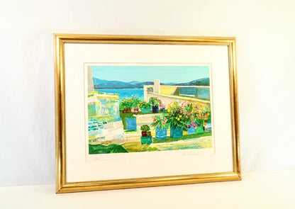 Jean Pierre Pophillat Lithograph Flower-Adorned Terrace Signed Limited 200