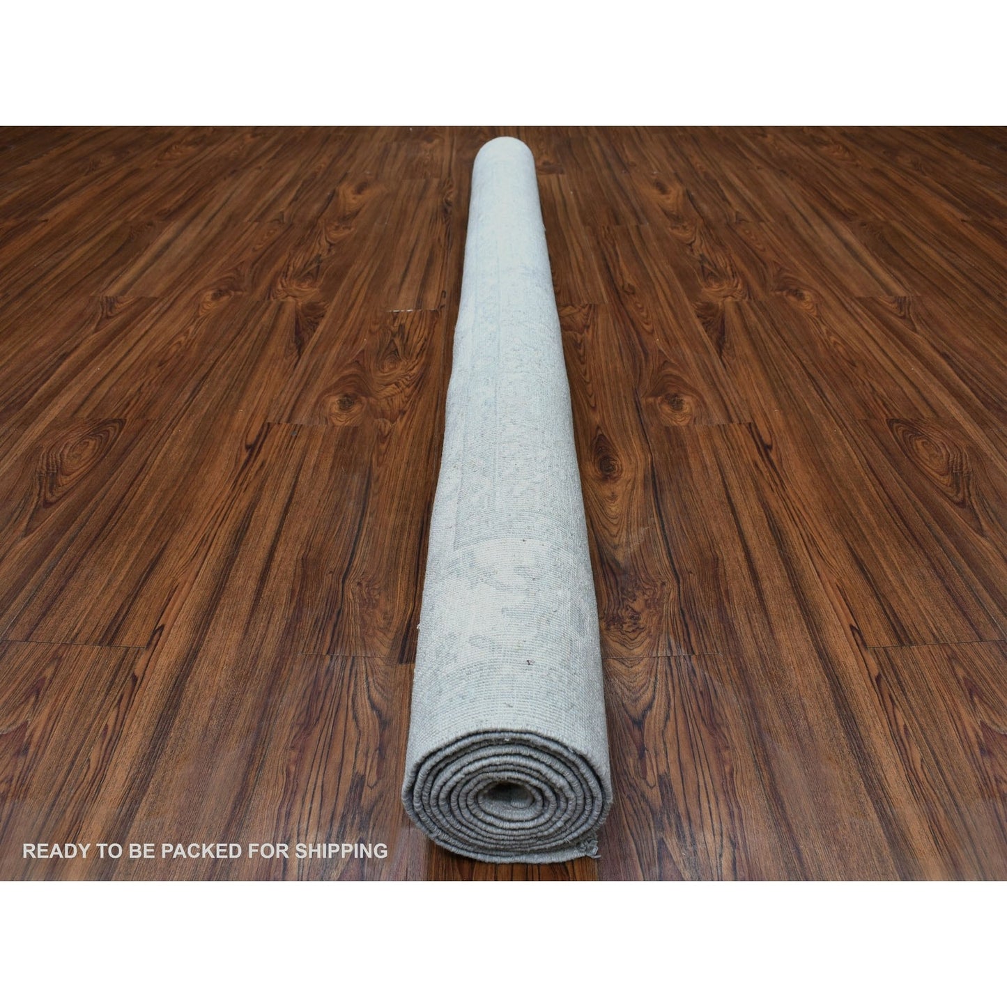 6'1"X9' Hand Knotted With Faded Colors White Wash Peshawar Shiny Wool Rug