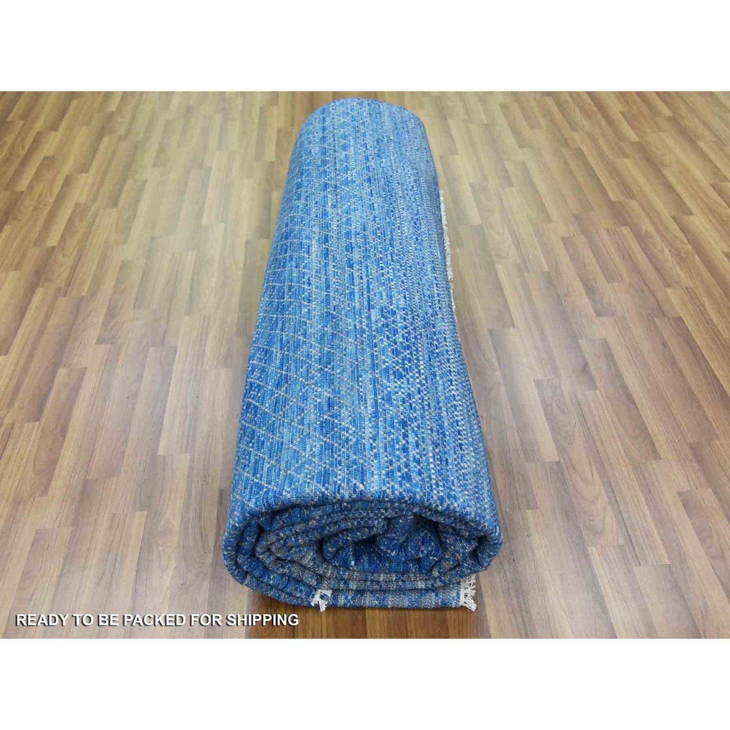 9'2"X12'2" Blue Modern Chiaroscuro Hand Knotted Wool Oriental Rug
