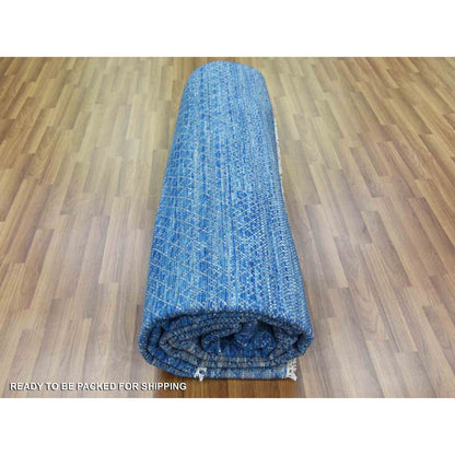 9'2"X12'2" Blue Modern Chiaroscuro Hand Knotted Wool Oriental Rug