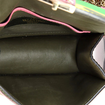 Valentino Garavani Glam Lock Shoulder Bag Camo Leather And Canvas Mini