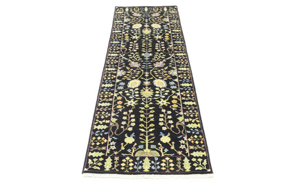 2'5X8 ft Black Tree of Life Chobi Oriental Runner