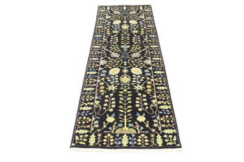 2'5X8 ft Black Tree of Life Chobi Oriental Runner