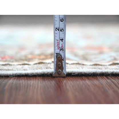 2'6"x11'5" Gray Caucasian Akstafa Design All Wool Hand Knotted Runner Rug