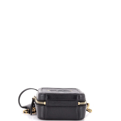 Chanel Filigree Vertical Vanity Case Quilted Caviar