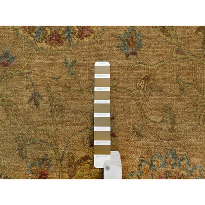 5'5"X5'10" Brown Botanical Design Himalayan Wool Hand Knotted Square Rug