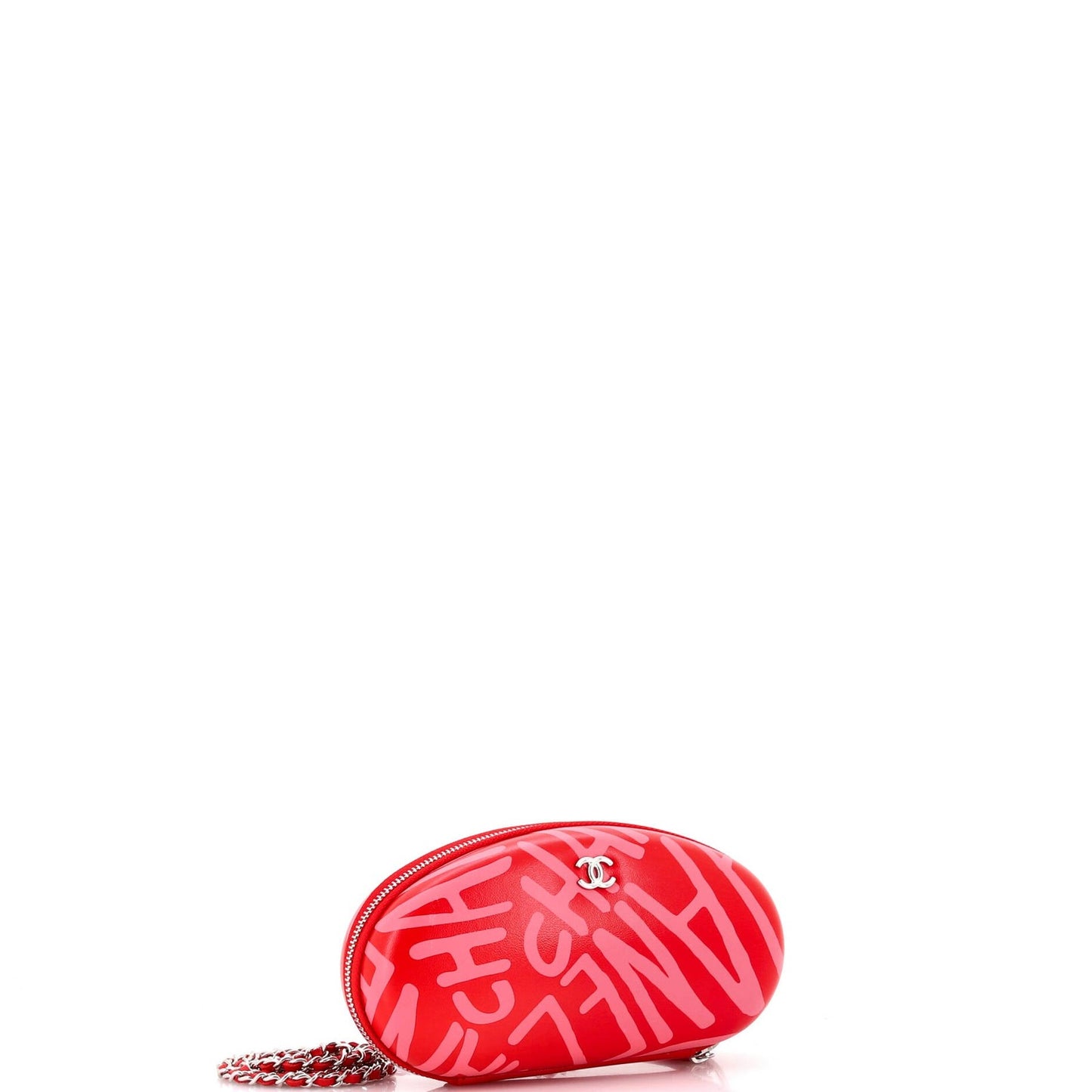 Chanel Coco Neige Zip Around Sunglasses Case With Chain Printed Leather