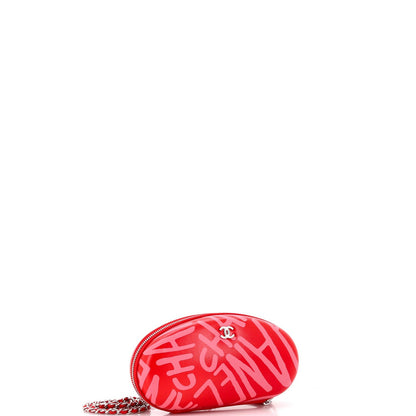 Chanel Coco Neige Zip Around Sunglasses Case With Chain Printed Leather