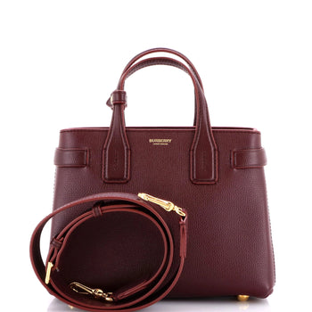 Burberry Banner Nm Tote Leather With House Check Canvas Small