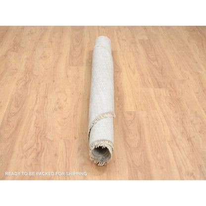 6'7"X6'7" Gray Hand Knotted Broken Farsian Design Wool And Silk Round Rug
