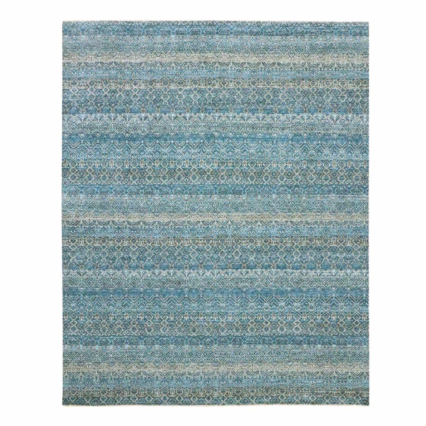 8'3"X10'1" Blue Kohinoor Herat All Over Design Hand Knotted Soft Wool Rug