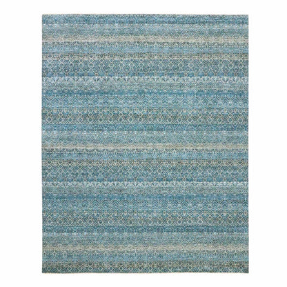 8'3"X10'1" Blue Kohinoor Herat All Over Design Hand Knotted Soft Wool Rug