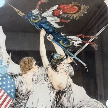 Louis Icart  Courage Mes Braves  Hand Signed Etching 91/150  Art Deco, Wwi