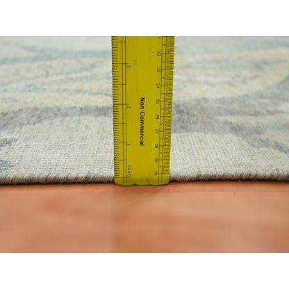 2'X4'3" White Bijar Garus Design Wool & Silk Hand Knotted Sample Mat Rug