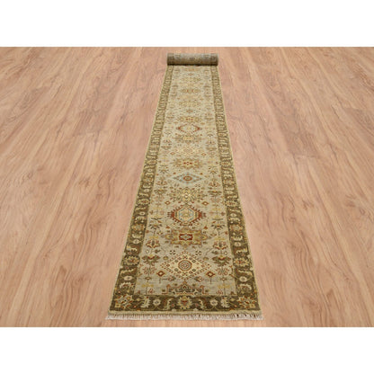 2'8X19'10" Light Gray Karjihooz Design Hand Knotted Wool Runner Wool Rug