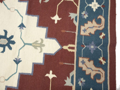 Reversible Hand-Hooked Dhurrie Oriental Rug