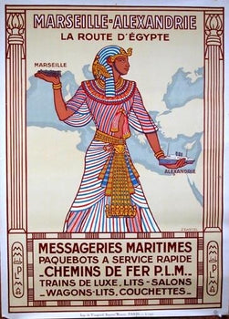 Ancien Messageries Maritimes Marseille-Alexandrie Daviel 1924 Affiche Originale