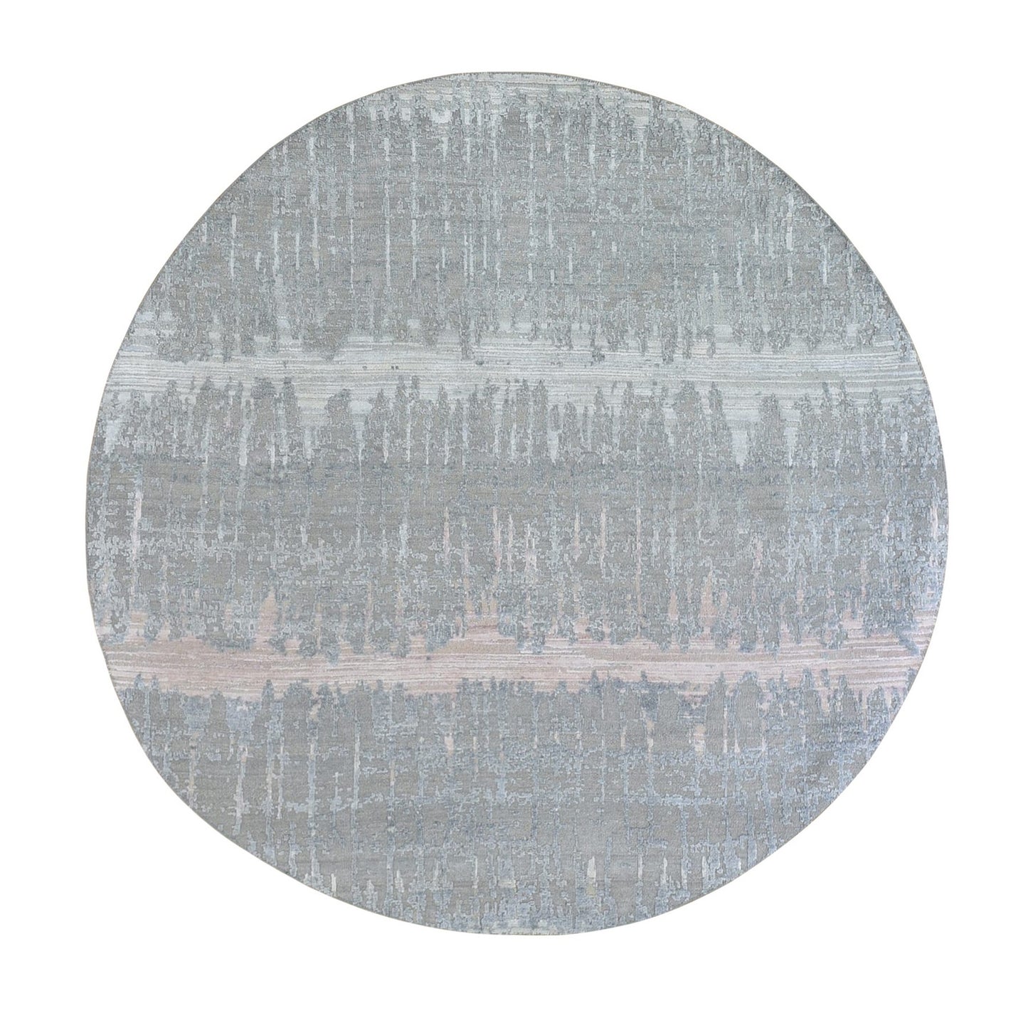 6'X6' Hand Knotted Cardiac Design Textured Wool And Pure Silk Round Rug