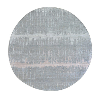 6'X6' Hand Knotted Cardiac Design Textured Wool And Pure Silk Round Rug